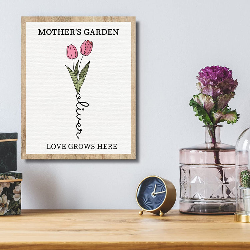 Mothers Day Unique Gifts For Mom, Customized Birth Month Flower Mothers Garden, Custom Canvas With Name Wall Art For Wife Mothers Day Birthday Gifts From Daughter - Grafton Collection