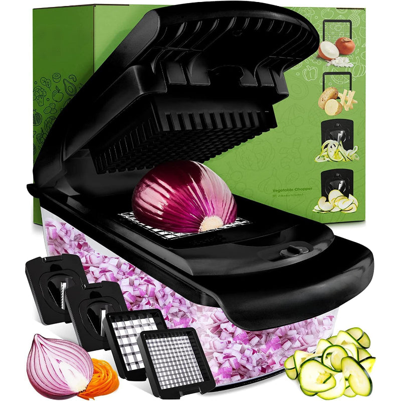 Vegetable Chopper Spiralizer Onion With Container Slicer Dicer Cutter - 4 Blades - Grafton Collection