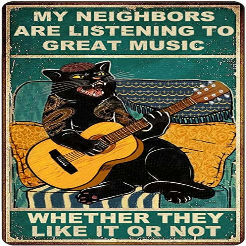 Retro Cat Metal Sign Vintage Kitchen Signs Wall Decor Funny Tin Signs Bar Decorations Art Poster - Grafton Collection
