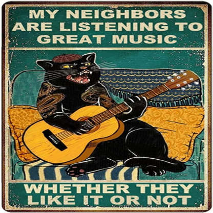 Retro Cat Metal Sign Vintage Kitchen Signs Wall Decor Funny Tin Signs Bar Decorations Art Poster - Grafton Collection