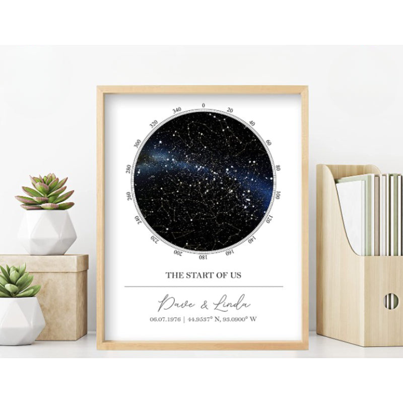 Personalized Star Map Unframed Star Prints, Star Constellation Map Wall Art - Grafton Collection