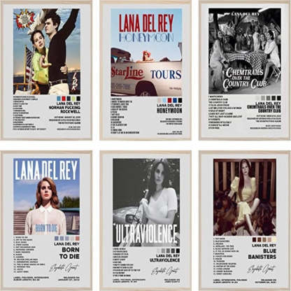 Music Album Cover Posters Print Set of 4 Room Aesthetic Canvas Wall Art for Girl and Boy Teens Dorm Decor - Grafton Collection