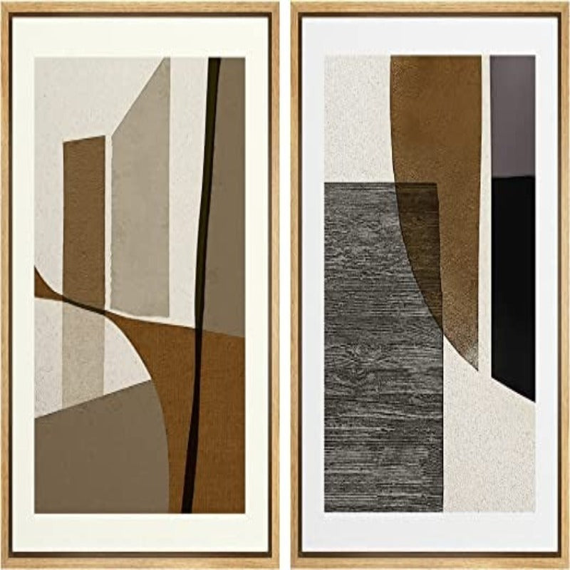 Framed Canvas Print Wall Art Set Landscape Abstract Shapes Illustrations Modern Art Decorative Bohemian Calm/Zen for Living Room, Bedroom, Office - Grafton Collection