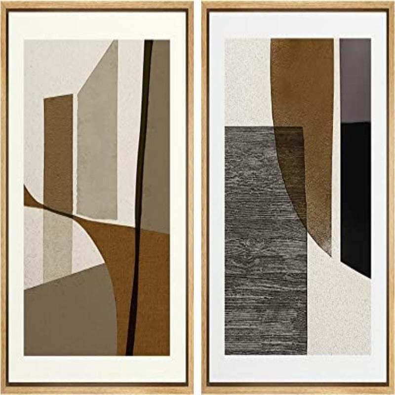 Framed Canvas Print Wall Art Set Landscape Abstract Shapes Illustrations Modern Art Decorative Bohemian Calm/Zen for Living Room, Bedroom, Office - Grafton Collection