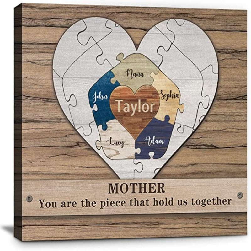 Unique Mothers Day Gifts for Mom, Wife from Daughter, Son, Husband, Custom Canvas Prints Wrapped Wood, Personalized Wall Art Family Sign - Grafton Collection