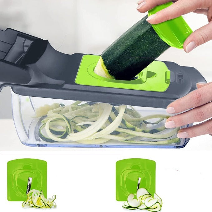 Vegetable Chopper Spiralizer Onion With Container Slicer Dicer Cutter - 4 Blades - Grafton Collection