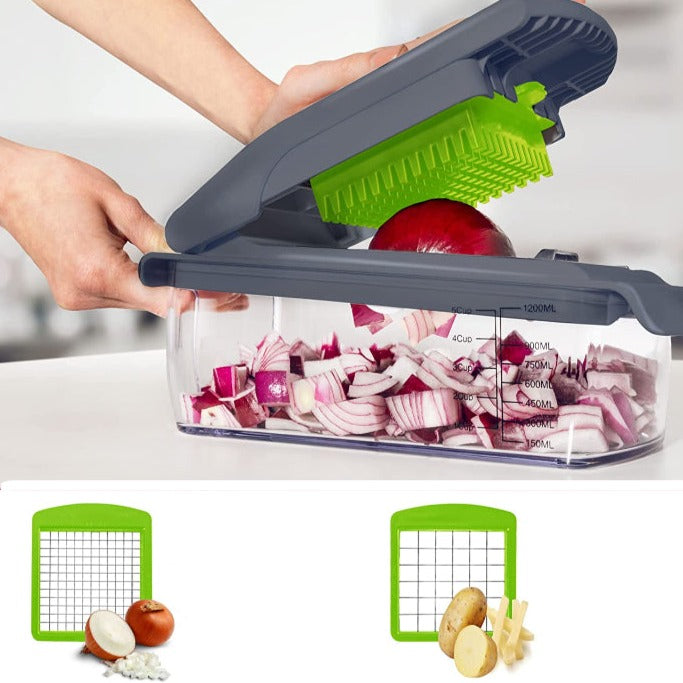 Vegetable Chopper Spiralizer Onion With Container Slicer Dicer Cutter - 4 Blades - Grafton Collection