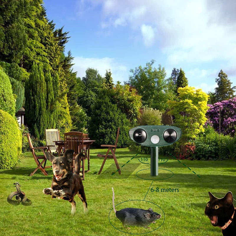 Solar Ultrasonic In Repellent Defender Rat, Squirrel, Deer, Raccoon, Skunk, Rabbit, Mole, Dog, Cat, Waterproof With Motion Detector - Grafton Collection
