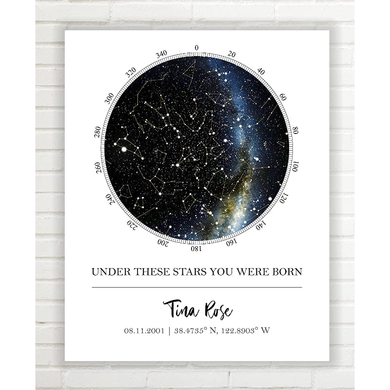 Personalized Star Map Unframed Star Prints, Star Constellation Map Wall Art - Grafton Collection