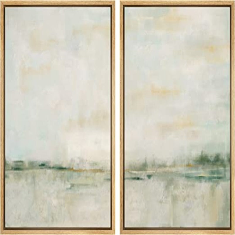 Framed Canvas Print Wall Art Set Landscape Abstract Shapes Illustrations Modern Art Decorative Bohemian Calm/Zen for Living Room, Bedroom, Office - Grafton Collection