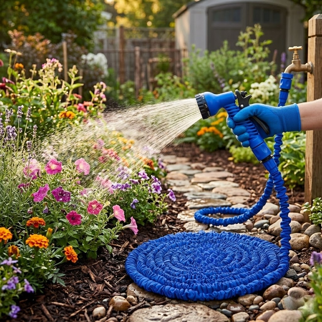 1 Piece Expandable Garden Hose With High Nozzle For Car Wash And Yard