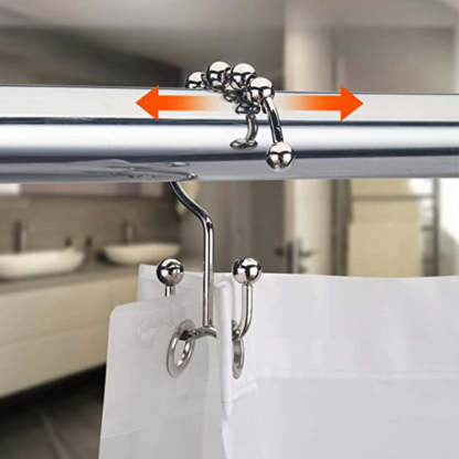 Shower Curtain Hooks - Rust Resistant Shower Curtain Rings Metal Double Glide Rollers Shower Hooks for Bathroom Shower Curtain Rods Curtains - Grafton Collection