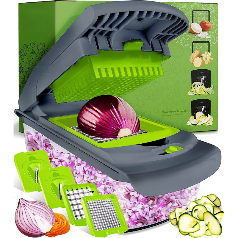 Vegetable Chopper Spiralizer Onion With Container Slicer Dicer Cutter - 4 Blades - Grafton Collection