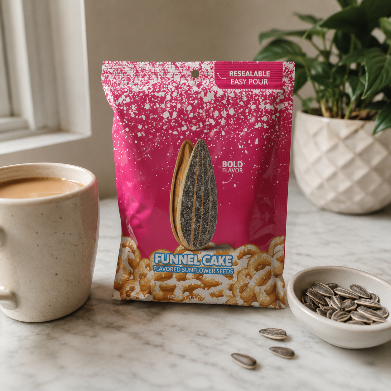Pack Of 6 Sunflower Seeds Funnel Cake With Resealable 4oz Bags