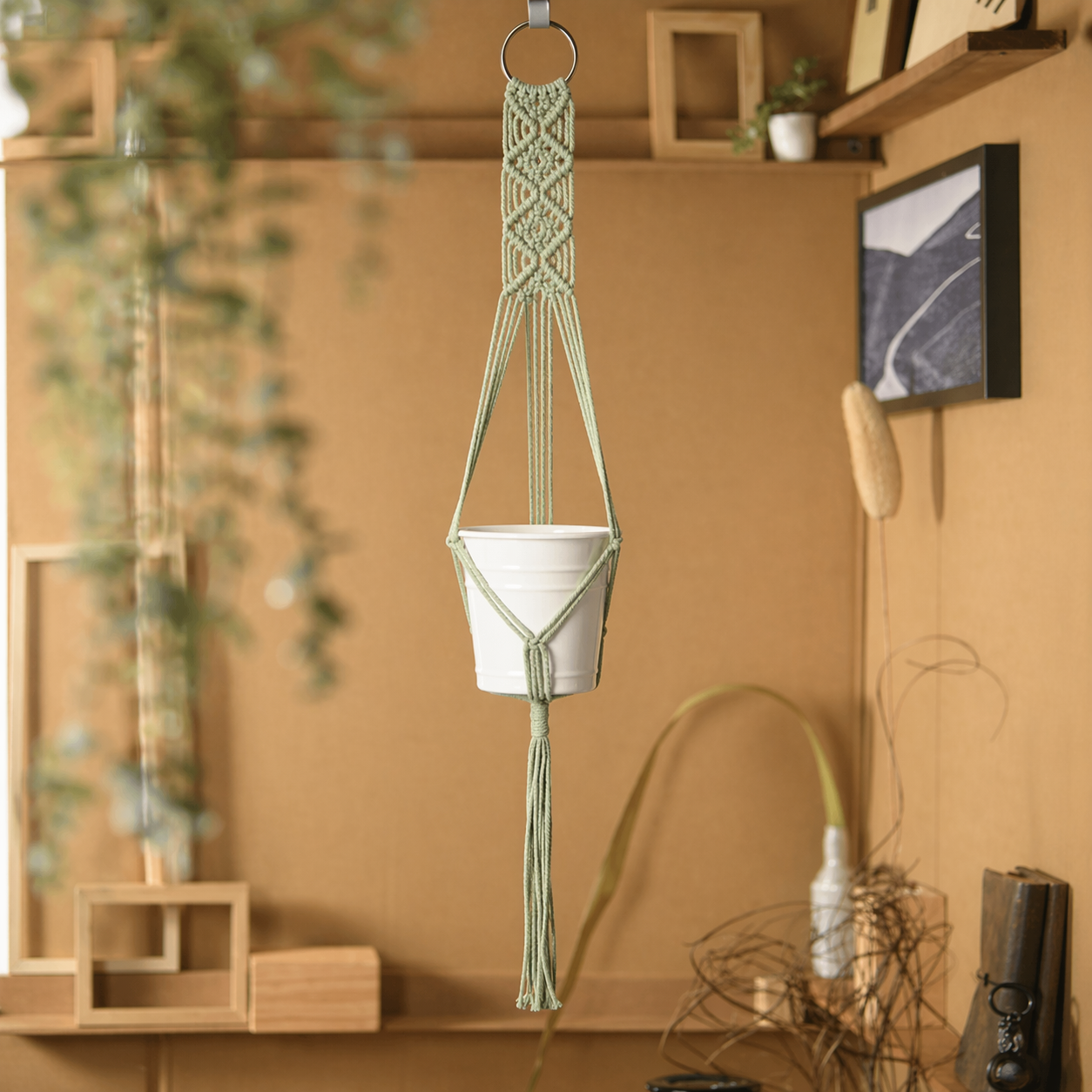 Macrame Plant Hanger With Tassel For Indoor Decor Pot