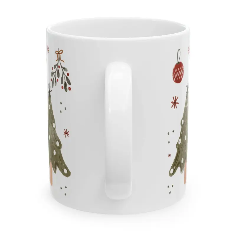 Cozy Christmas Mug With Watercolor Ornaments Printed For Women
