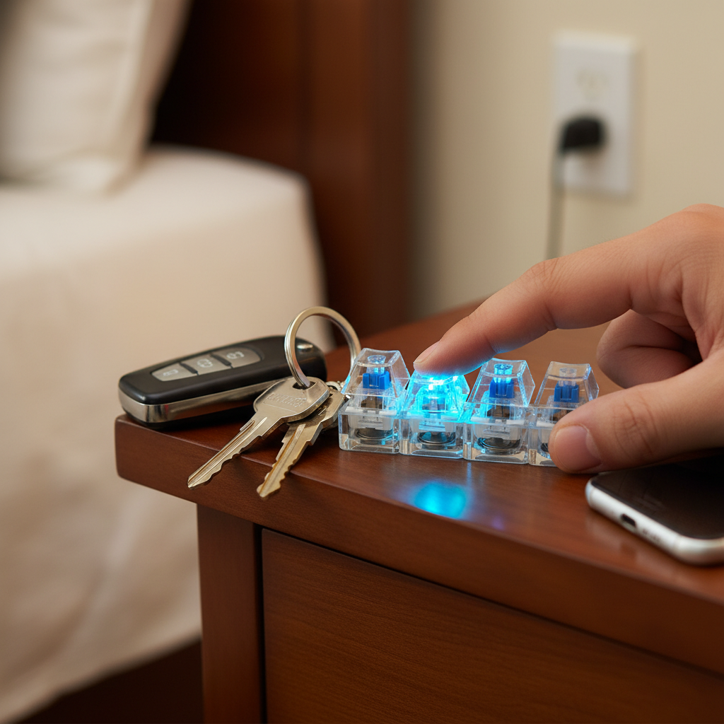 LED Light Click Keychain With Mechanical Button Feel