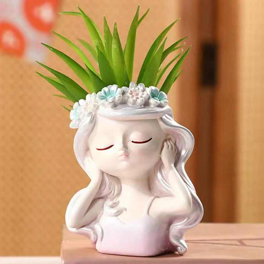 Creative Girl Sleeping Pose Figurine For Succulent And Tool Storage