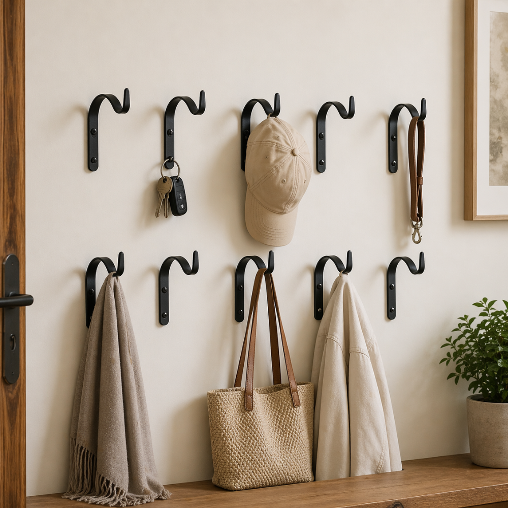 Forged Iron Wall Hooks For Hanging Plants And Lanterns