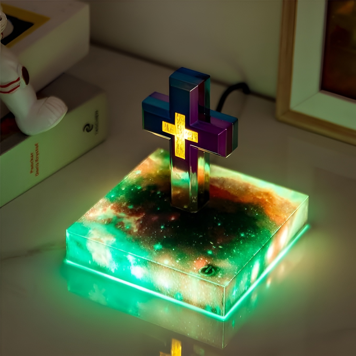 Levitating Cross Lamp With Light Base