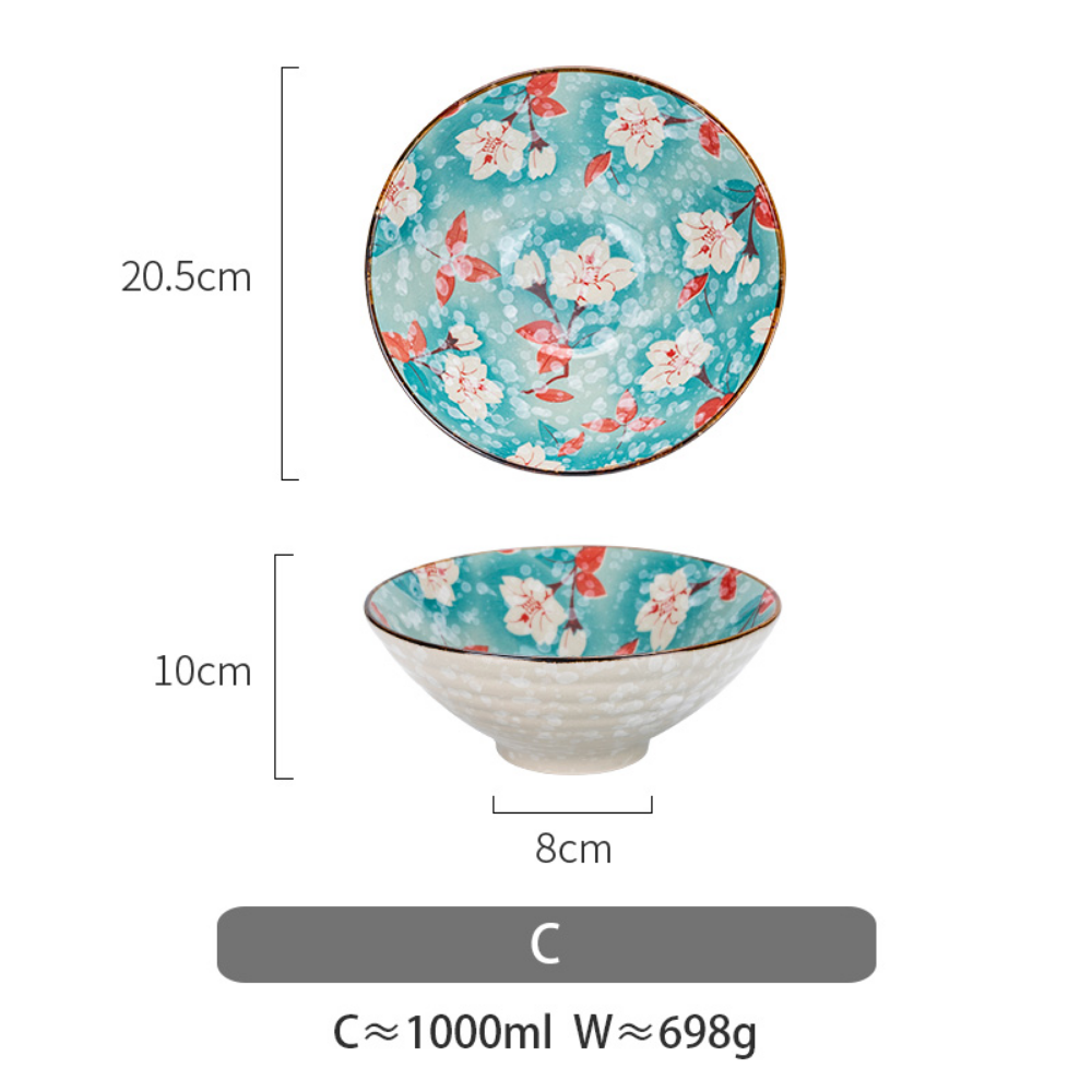 Japanese Style Floral Noodle Bowl - Grafton Collection