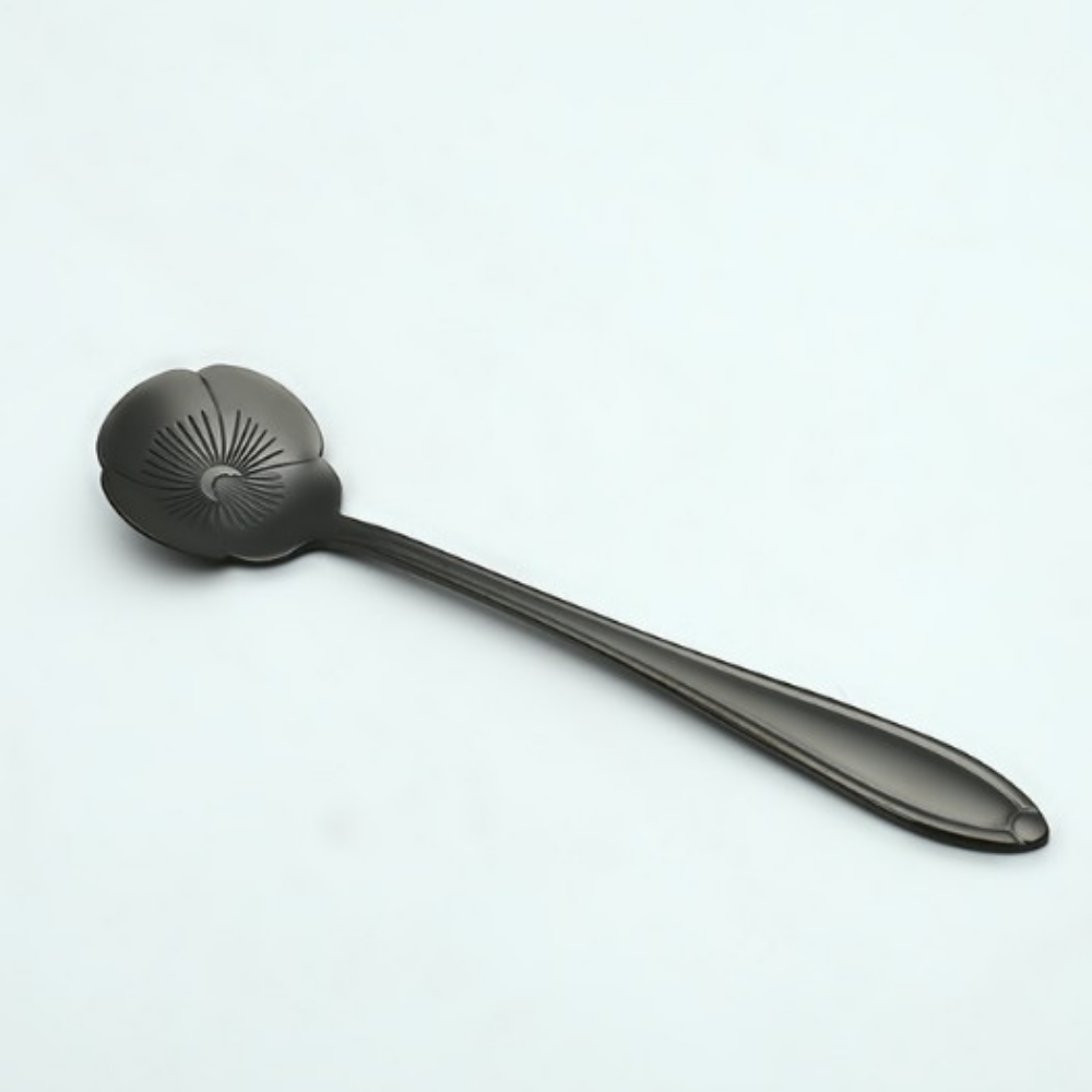 Elegant Black Stainless Steel Floral Stirring Spoon - Grafton Collection