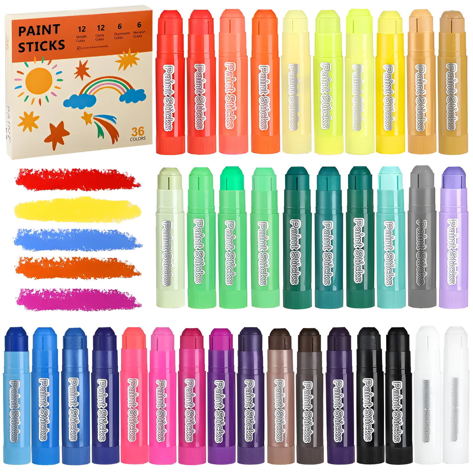 Tempera Paint Sticks Non Toxic Quick Drying Paint Sticks For Kids Washable Glass Canvas Christmas Gifts for Drawing on Various Objects Valentinesdaygift