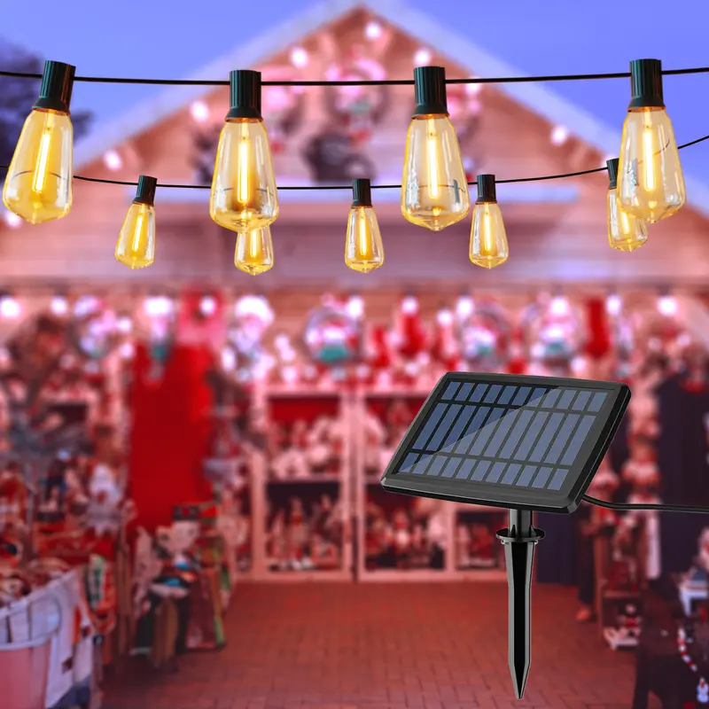 Solar Outdoor String Lights With Dimmable Shatterproof Bulb