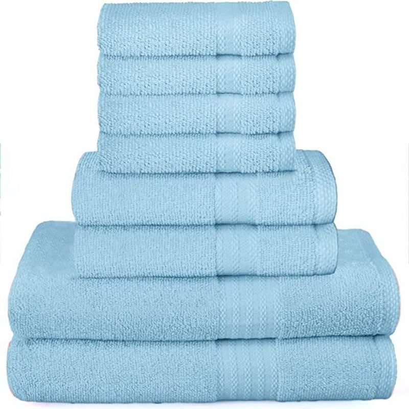 Pack Of 8 Towels Set Pure Ring, 2 Oversized Bath Towels, 2 Hand Towels, 4 Wash Cloths Ideal for Everyday use, Hotel & Spa - Grafton Collection