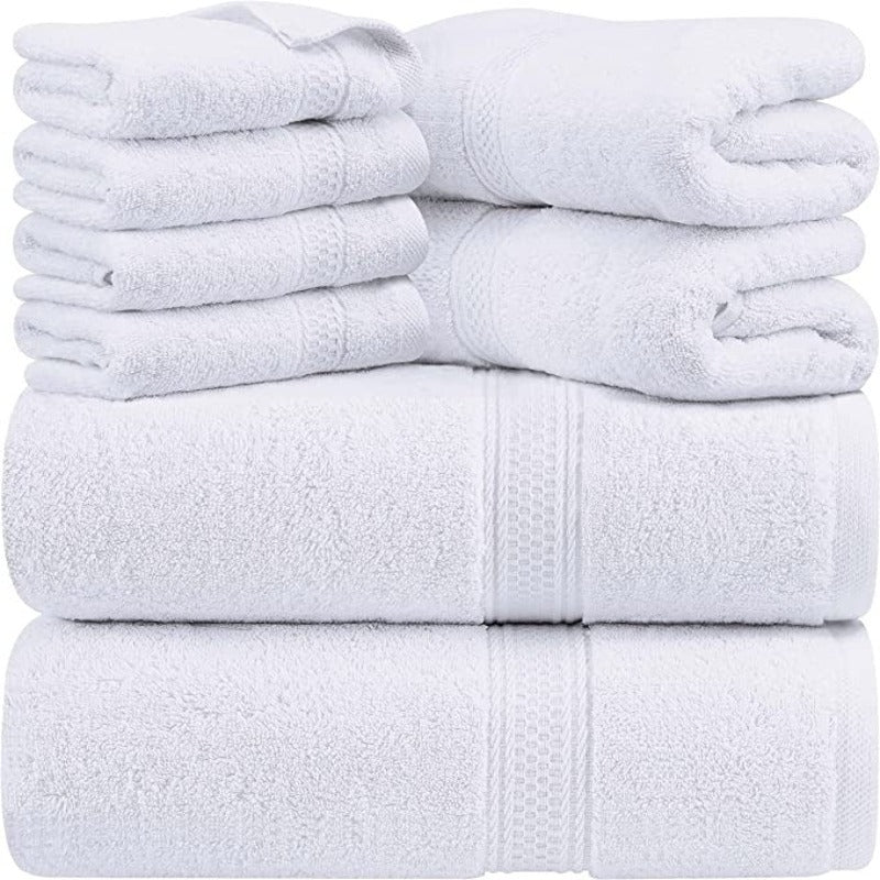 Ring Spun Cotton 8-Piece Towel Set, 2 Bath Towels, 2 Hand Towels, and 4 Wash Cloths, Highly Absorbent Towels for Bathroom, Gym, Hotel, and Spa - Grafton Collection