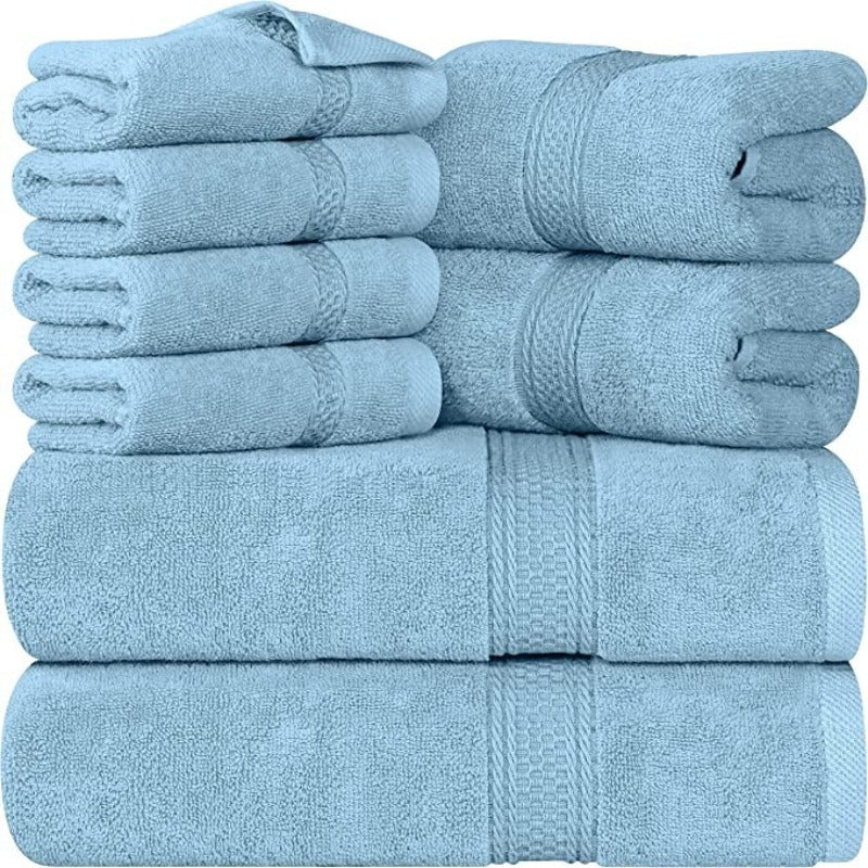 Ring Spun Cotton 8-Piece Towel Set, 2 Bath Towels, 2 Hand Towels, and 4 Wash Cloths, Highly Absorbent Towels for Bathroom, Gym, Hotel, and Spa - Grafton Collection