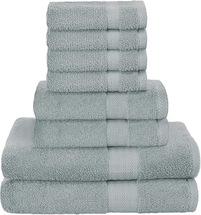 Pack Of 8 Towel Set Pure Ring, 2 Oversized Bath Towels, 2 Hand Towels, 4 Wash Cloths Ideal for Everyday use, Hotel & Spa - Grafton Collection