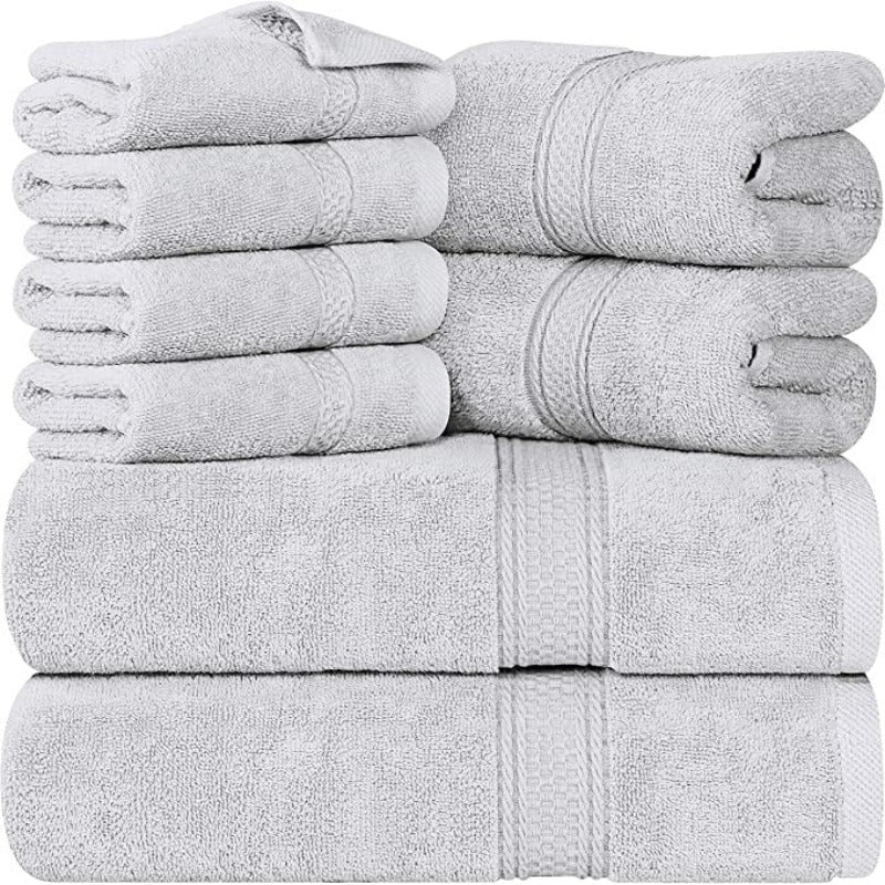Ring Spun Cotton 8-Piece Towel Set, 2 Bath Towels, 2 Hand Towels, and 4 Wash Cloths, Highly Absorbent Towels for Bathroom, Gym, Hotel, and Spa - Grafton Collection