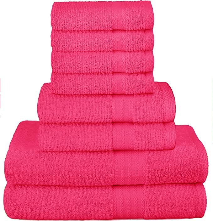 Pack Of 8 Towel Set Pure Ring, 2 Oversized Bath Towels, 2 Hand Towels, 4 Wash Cloths Ideal for Everyday use, Hotel & Spa - Grafton Collection
