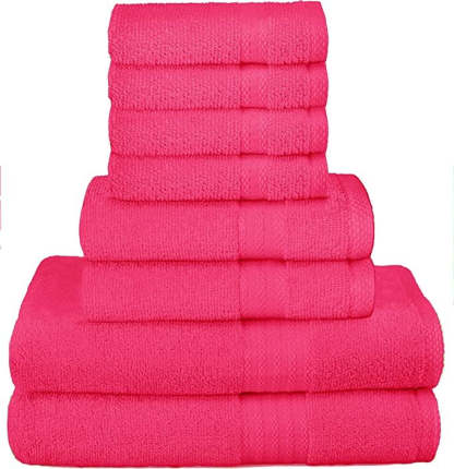 Pack Of 8 Towel Set Pure Ring, 2 Oversized Bath Towels, 2 Hand Towels, 4 Wash Cloths Ideal for Everyday use, Hotel & Spa - Grafton Collection