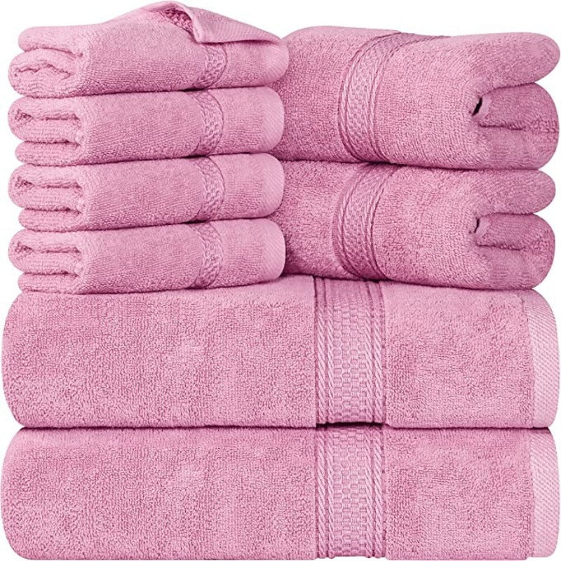 Ring Spun Cotton 8-Piece Towel Set, 2 Bath Towels, 2 Hand Towels, and 4 Wash Cloths, Highly Absorbent Towels for Bathroom, Gym, Hotel, and Spa - Grafton Collection
