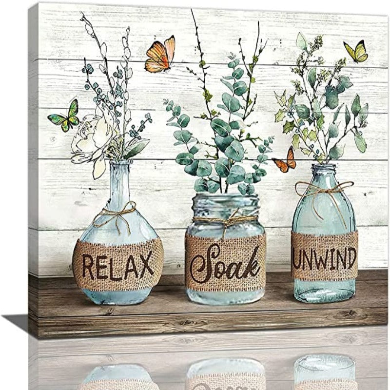 Farmhouse Bathroom Decor Wall Art Rustic Sunflower Bathroom Pictures Canvas Print Country Bathroom Painting Prints Wall Decor Framed Artwork Decor for Living Room Bathroom - Grafton Collection