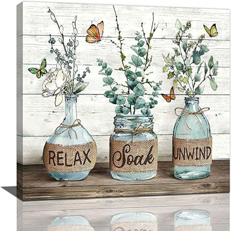 Farmhouse Bathroom Decor Wall Art Rustic Sunflower Bathroom Pictures Canvas Print Country Bathroom Painting Prints Wall Decor Framed Artwork Decor for Living Room Bathroom - Grafton Collection
