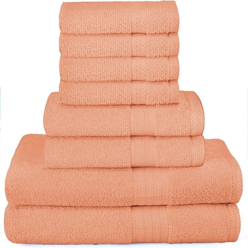 Pack Of 8 Towels Set Pure Ring, 2 Oversized Bath Towels, 2 Hand Towels, 4 Wash Cloths Ideal for Everyday use, Hotel & Spa - Grafton Collection