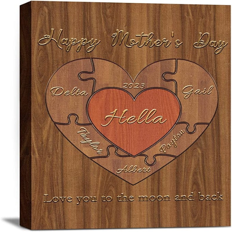 Unique Mothers Day Gifts for Mom, Wife from Daughter, Son, Husband, Custom Canvas Prints Wrapped Wood, Personalized Wall Art Family Sign - Grafton Collection
