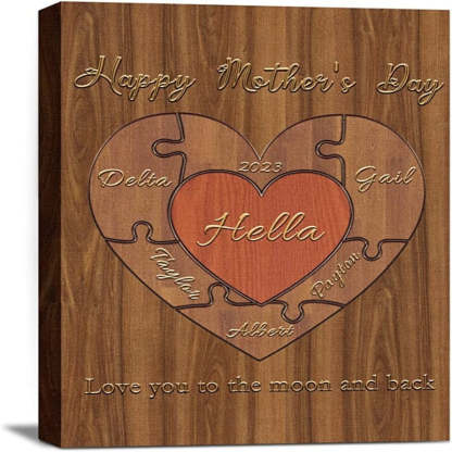 Unique Mothers Day Gifts for Mom, Wife from Daughter, Son, Husband, Custom Canvas Prints Wrapped Wood, Personalized Wall Art Family Sign - Grafton Collection