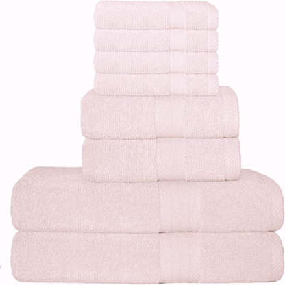 Pack Of 8 Towels Set Pure Ring, 2 Oversized Bath Towels, 2 Hand Towels, 4 Wash Cloths Ideal for Everyday use, Hotel & Spa - Grafton Collection