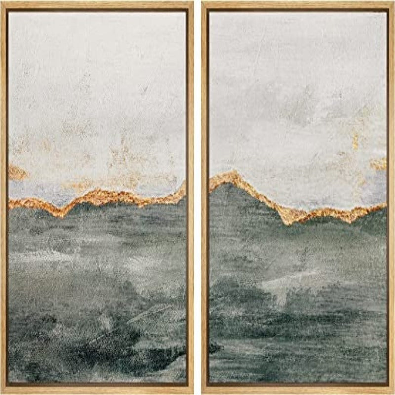 Framed Canvas Print Wall Art Set Landscape Abstract Shapes Illustrations Modern Art Decorative Bohemian Calm/Zen for Living Room, Bedroom, Office - Grafton Collection