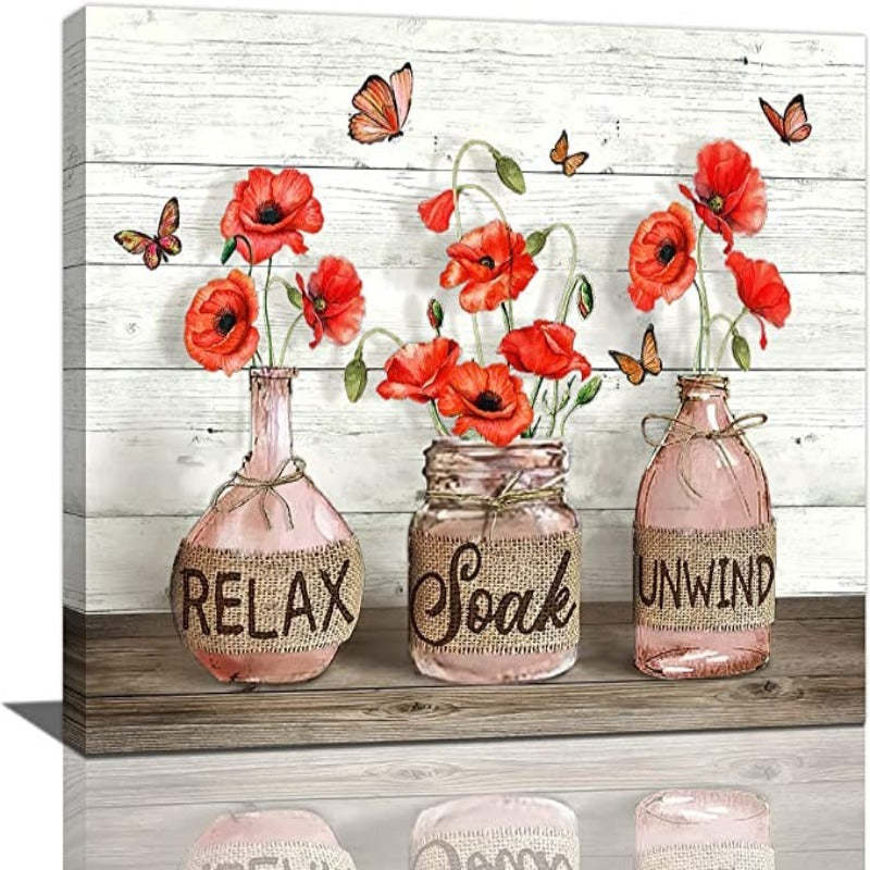 Farmhouse Bathroom Decor Wall Art Rustic Sunflower Bathroom Pictures Canvas Print Country Bathroom Painting Prints Wall Decor Framed Artwork Decor for Living Room Bathroom - Grafton Collection