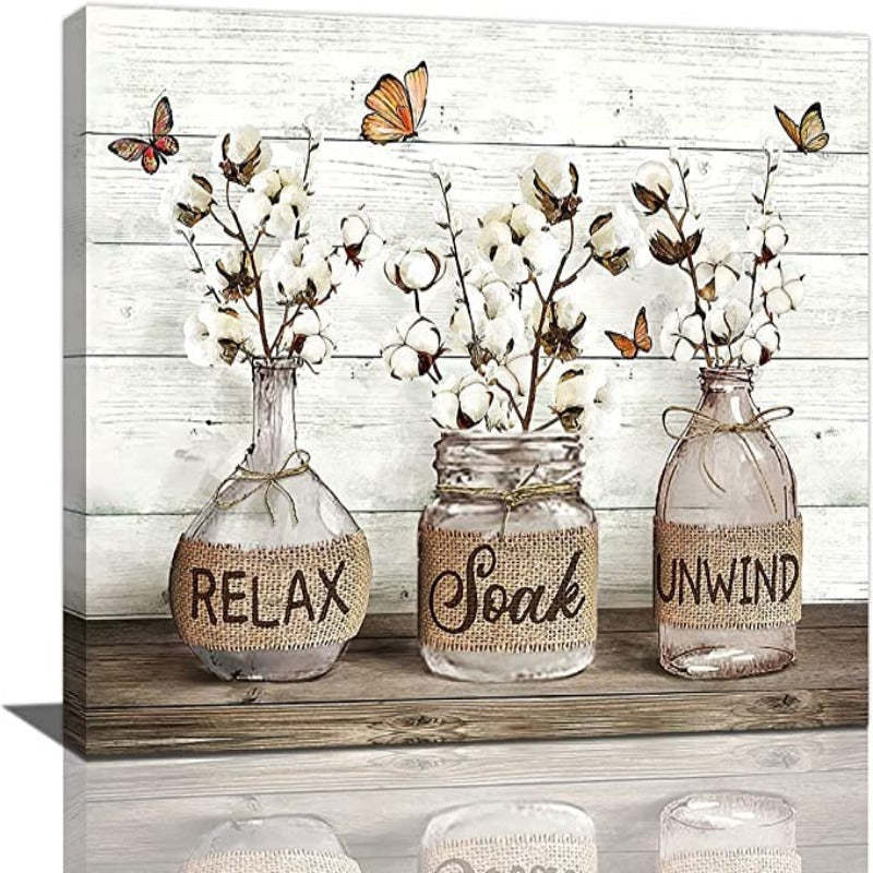Farmhouse Bathroom Decor Wall Art Rustic Sunflower Bathroom Pictures Canvas Print Country Bathroom Painting Prints Wall Decor Framed Artwork Decor for Living Room Bathroom - Grafton Collection