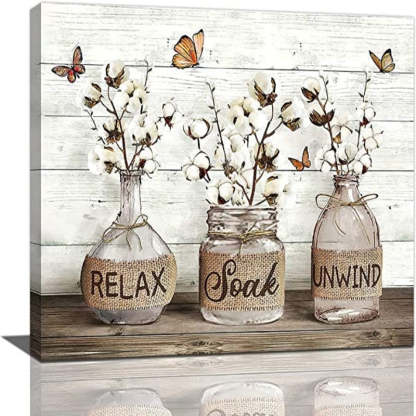 Farmhouse Bathroom Decor Wall Art Rustic Sunflower Bathroom Pictures Canvas Print Country Bathroom Painting Prints Wall Decor Framed Artwork Decor for Living Room Bathroom - Grafton Collection