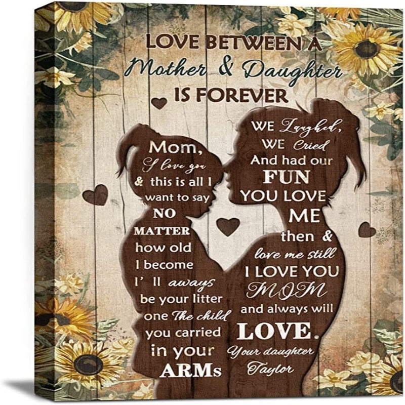 Unique Mothers Day Gifts for Mom, Wife from Daughter, Son, Husband, Custom Canvas Prints Wrapped Wood, Personalized Wall Art Family Sign - Grafton Collection