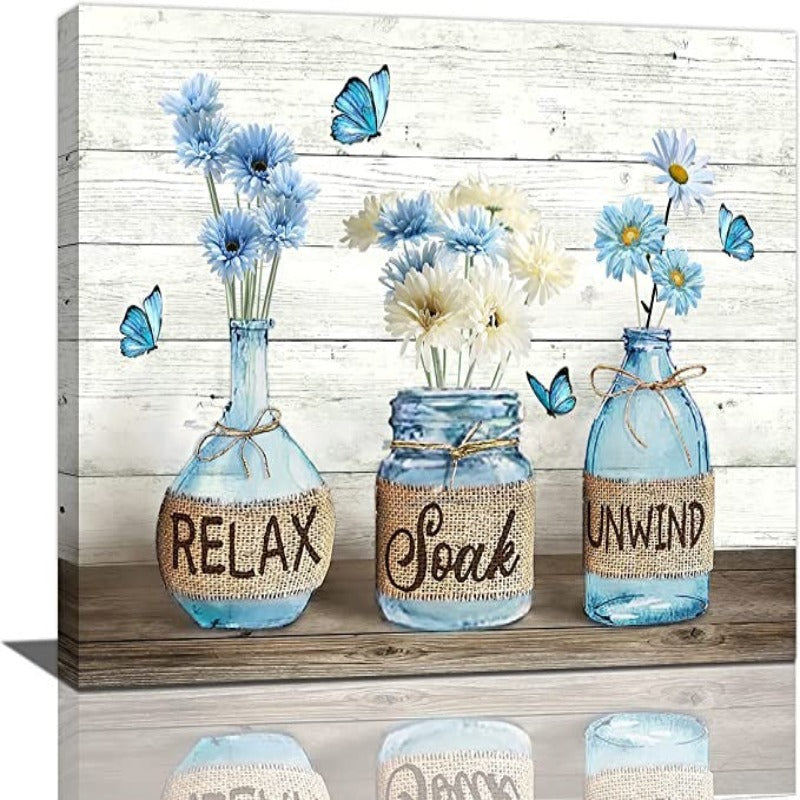 Farmhouse Bathroom Decor Wall Art Rustic Sunflower Bathroom Pictures Canvas Print Country Bathroom Painting Prints Wall Decor Framed Artwork Decor for Living Room Bathroom - Grafton Collection