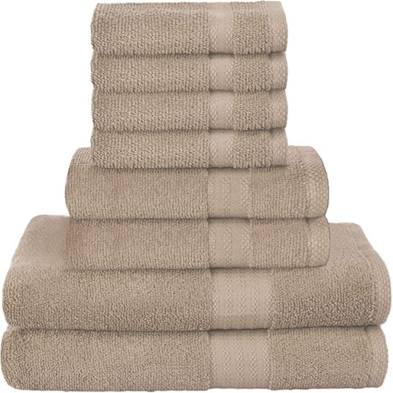 Pack Of 8 Towels Set Pure Ring, 2 Oversized Bath Towels, 2 Hand Towels, 4 Wash Cloths Ideal for Everyday use, Hotel & Spa - Grafton Collection