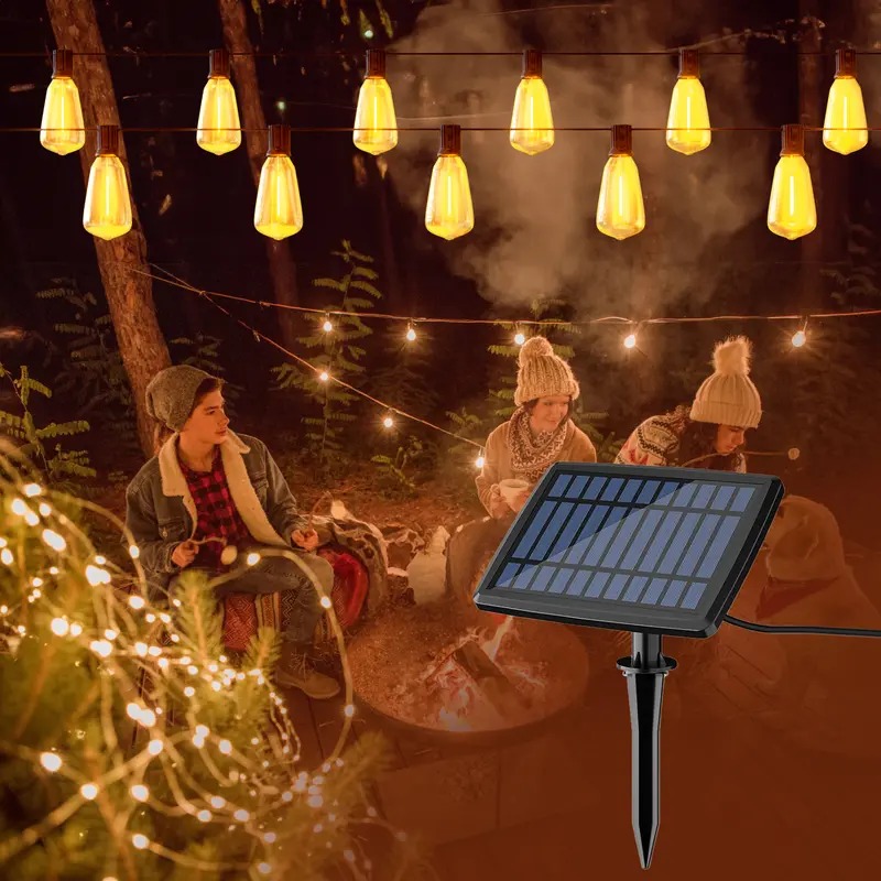 Solar Outdoor String Lights With Dimmable Shatterproof Bulb